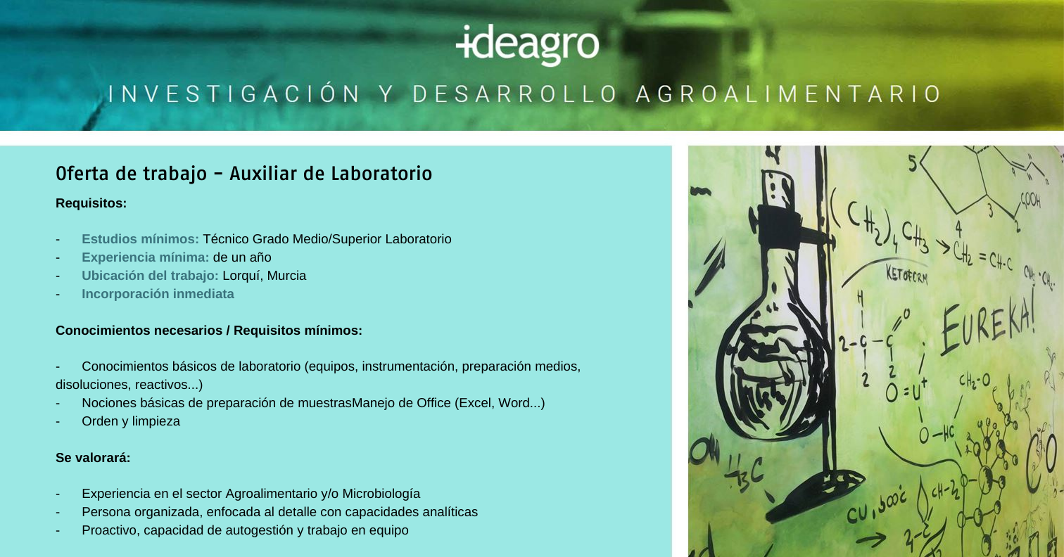 OFERTA EMPLEO – AUXILIAR DE LABORATORIO